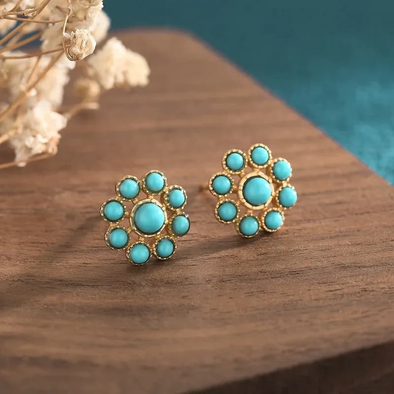 Orecchini in giada turchese Fascino Accessori fortunati Orecchini a bottone Amuleti da donna Pietra preziosa Talismani di gioielli cinesi reali naturali