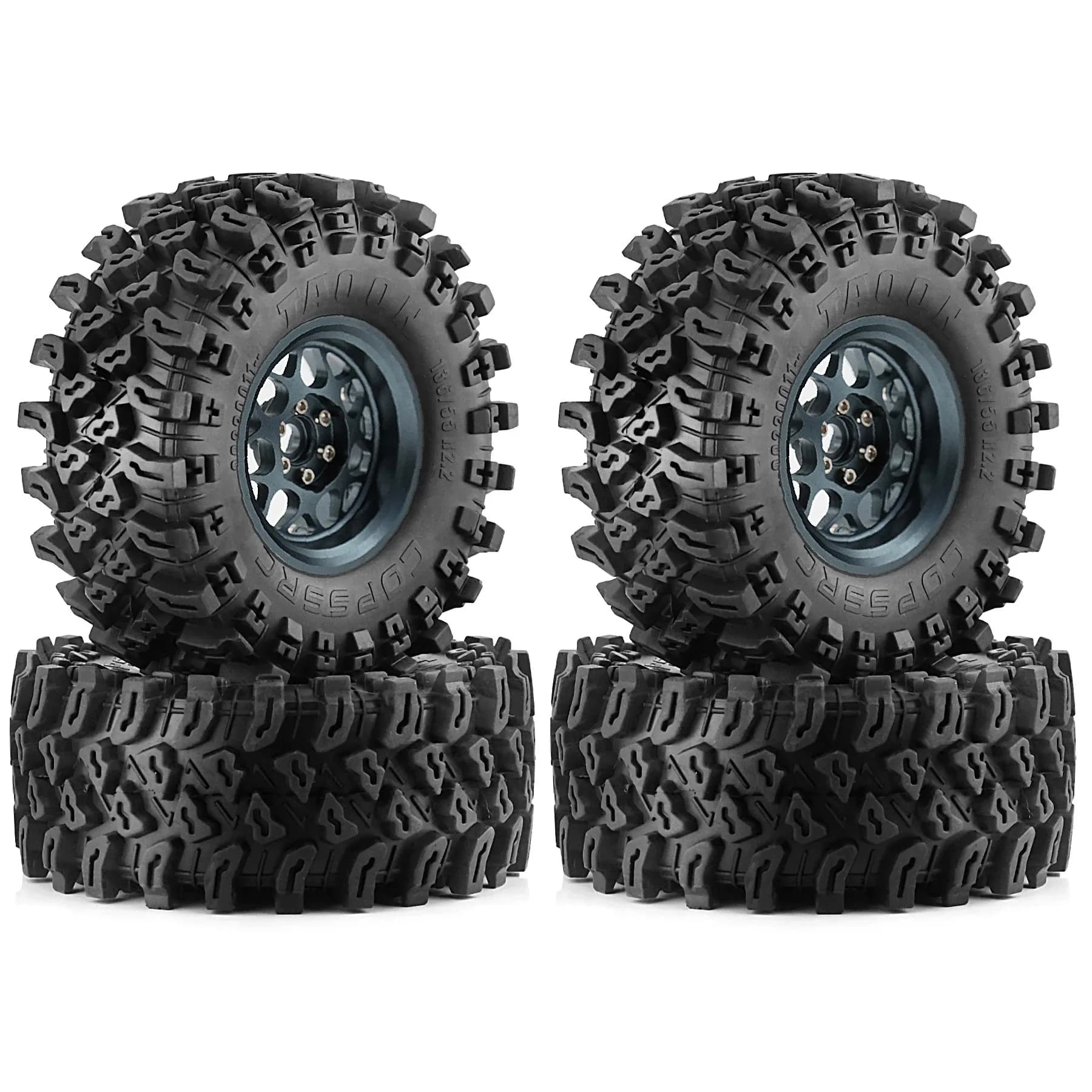 4 Ruote Beadlock in Metallo da 2.2'' e Pneumatici per Crawler RC 1/8 1/10 KM5 YK4082 YK4083 SCX10 RBX10 RR10 TRX4