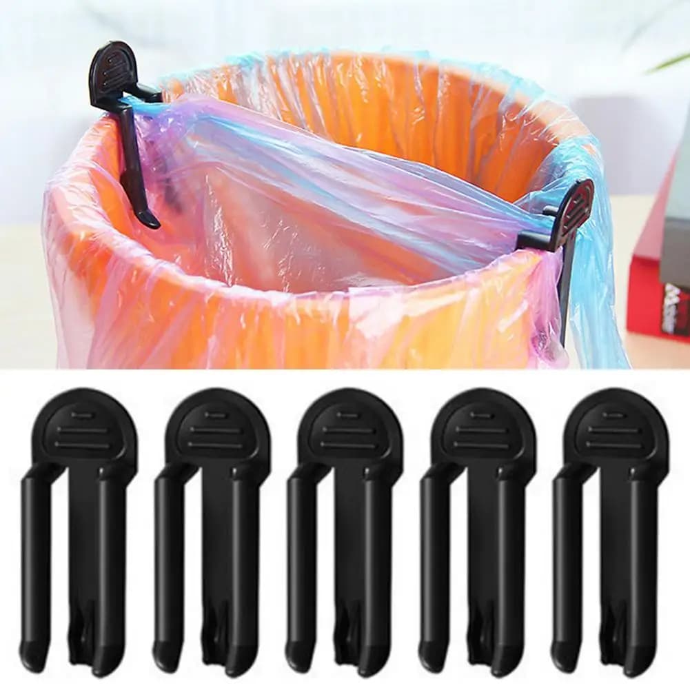 2/5Pcs Plastic Garbage Bag Clip Fixed Waste Bin Bag Holder Rubbish Clip Trash Can Clamp Kitchen Bathroom Gadgets