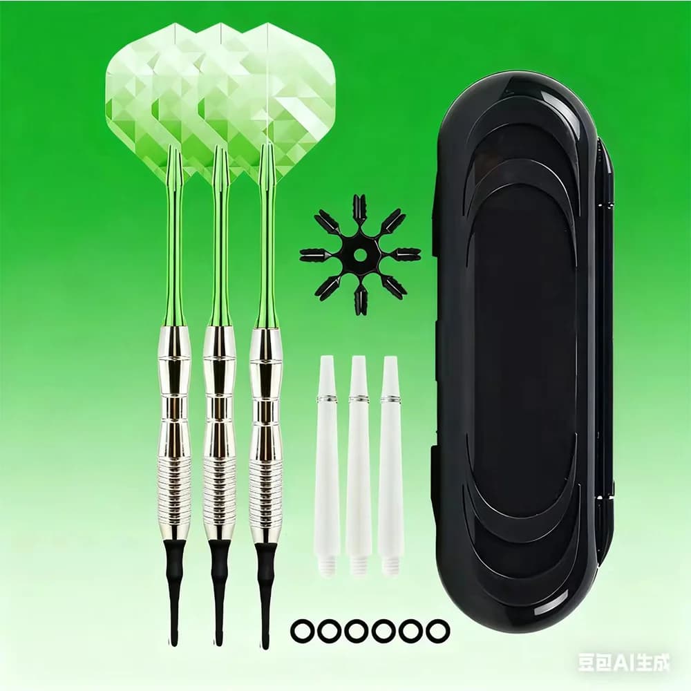 Set di freccette con punta morbida Freccette professionali 18G Punta in plastica con aste in alluminio 6 O-ring in gomma 3 voli per freccette elettroniche