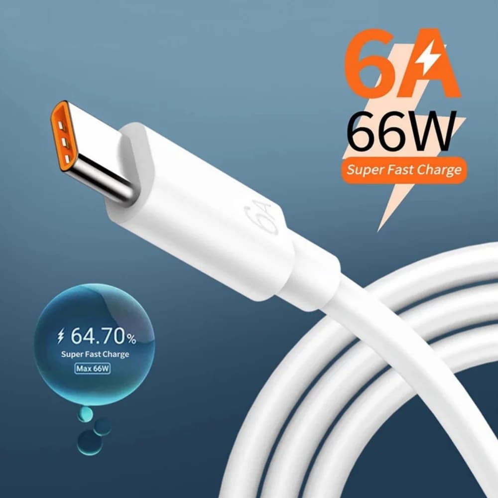 Cavo dati di ricarica rapida USB da 66 W 6A Cavo di ricarica rapida da USB a tipo C per cavo di ricarica del telefono Samsung Huawei Xiaomi 0,25/1/1,5/2 M