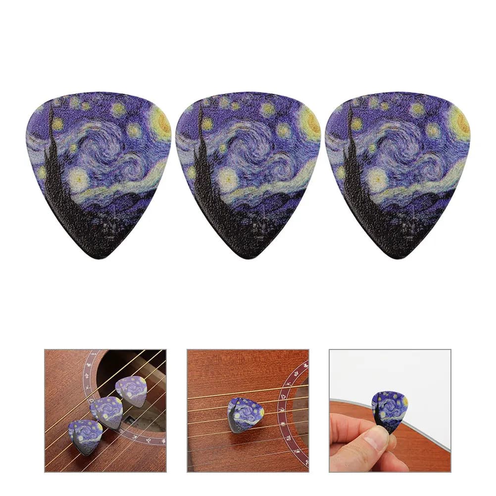 Set di 6 Plettri per Chitarra Spessi e Resistenti in Xylonite, Lisci, per Chitarra Elettrica, Acustica, Basso, Ukulele, Plettri Triangolari per Pollice, Confezione Convenienza