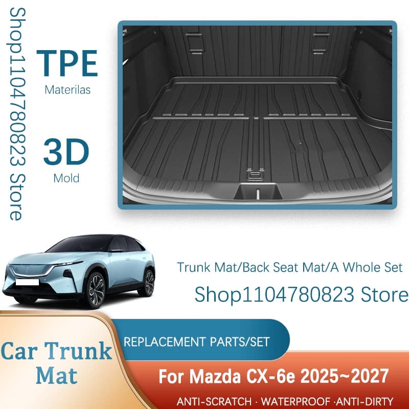 Tappetini per bagagliaio per auto per Mazda EZ-60 CX-6e J90K 2025 2026 2027 Tappeto impermeabile Cargo Liner Copertura di stoccaggio Sedile posteriore Pad Accessori auto