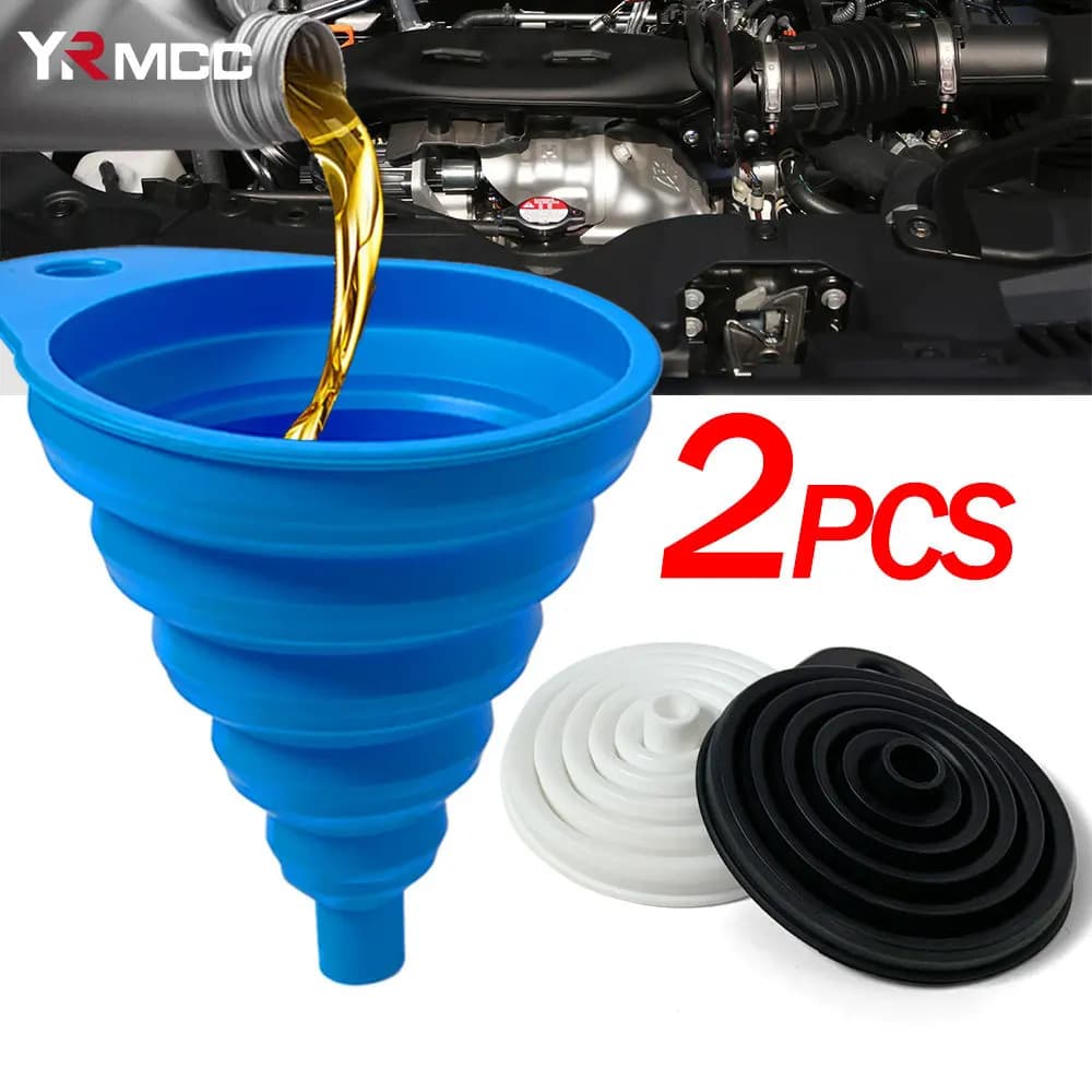 2 pieces folding funnel for auto motor silicone liquid funnel oil washer gasoline engine change tools for auto motorcycle accessories