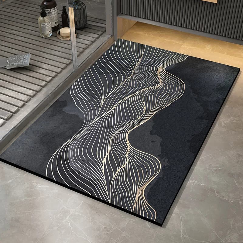 Tappetino da bagno antiscivolo in diatomite, tappeto da bagno, moderno, leggero, stile di lusso, accessori per la casa, rettangolo, assorbimento dell'acqua, asciugatura rapida