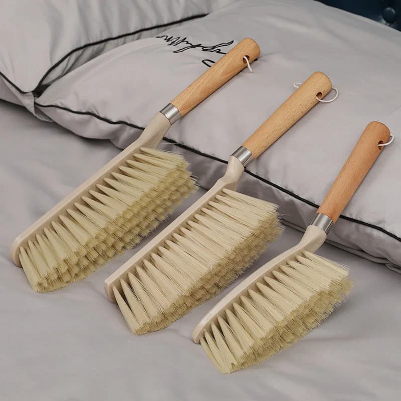HeMu Wooden Long Handle Bed Brush – Soft Bristle Dust Brush for Bed, Sofa, Carpet & Furniture – Multipurpose Home Cleaning Tool