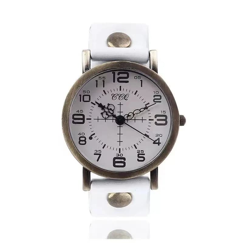 Orologio da donna vintage con cinturino in pelle, display analogico digitale, quadrante rotondo, orologio al quarzo casual da donna