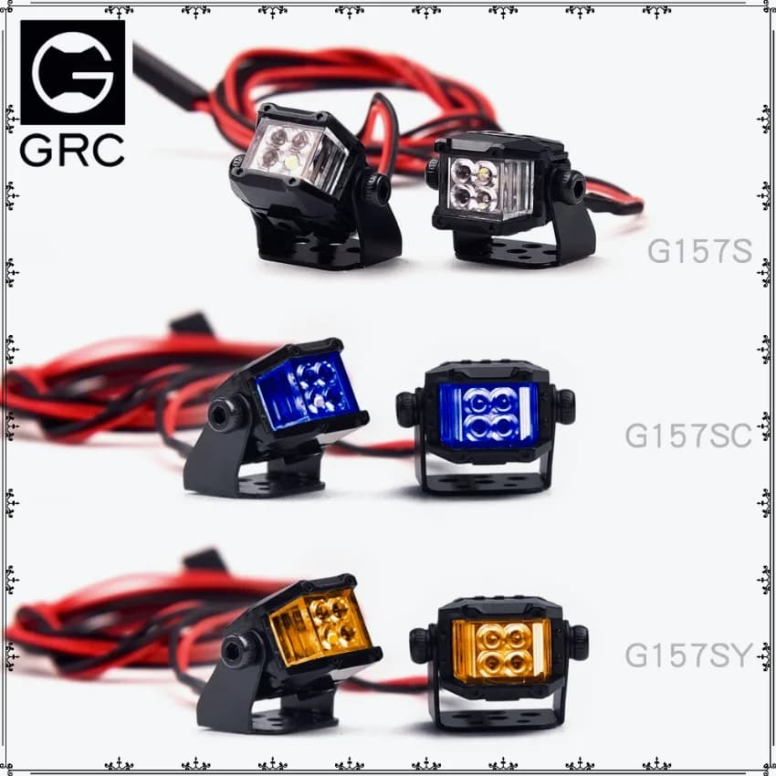 Fari LED Quadrati GRC 1:10 12mm, Luci di Simulazione per Modellini in Scala 1:10, Compatibili con Trx4 Bronco Defender G500 RGT Scx10 Mst # g157s