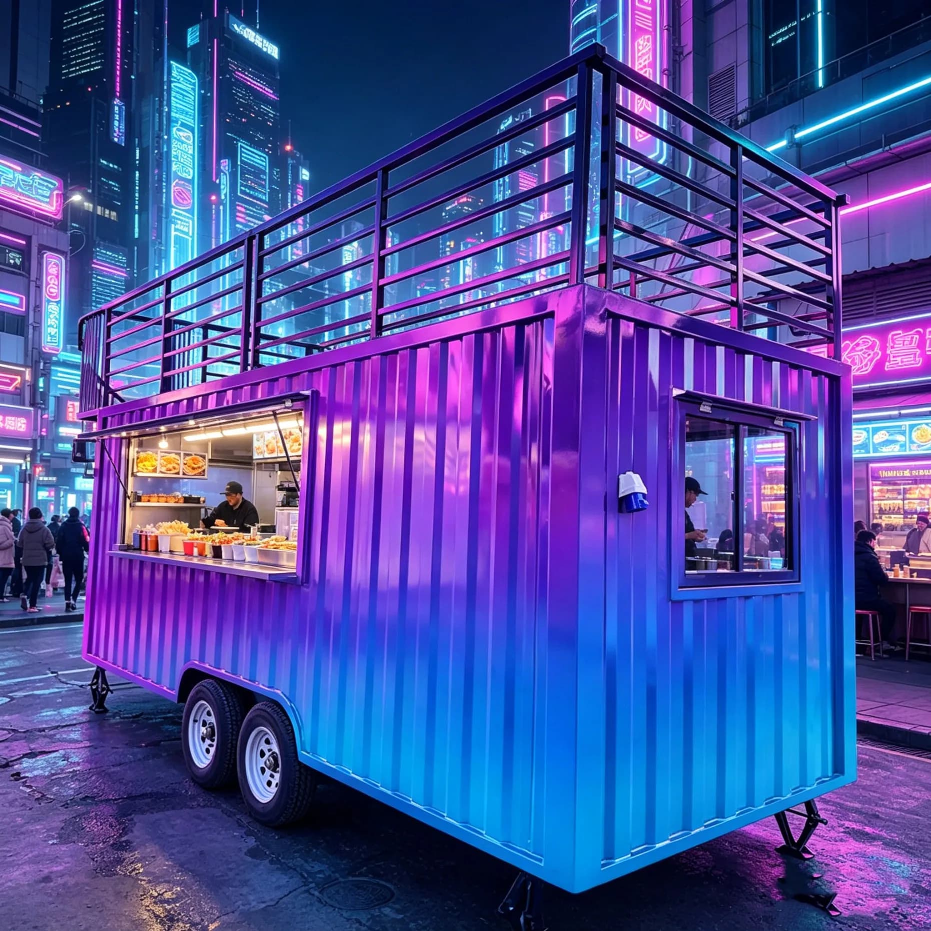 Container personalizzato per ristorante, caffetteria, gelateria, chiosco prefabbricato per la vendita di cibo.