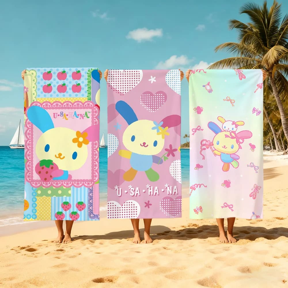 Asciugamano da spiaggia morbido e ad asciugatura rapida con disegno a cartoni animati U-uSAHANA-a, regalo per viaggi, palestra, doccia, campeggio, sport