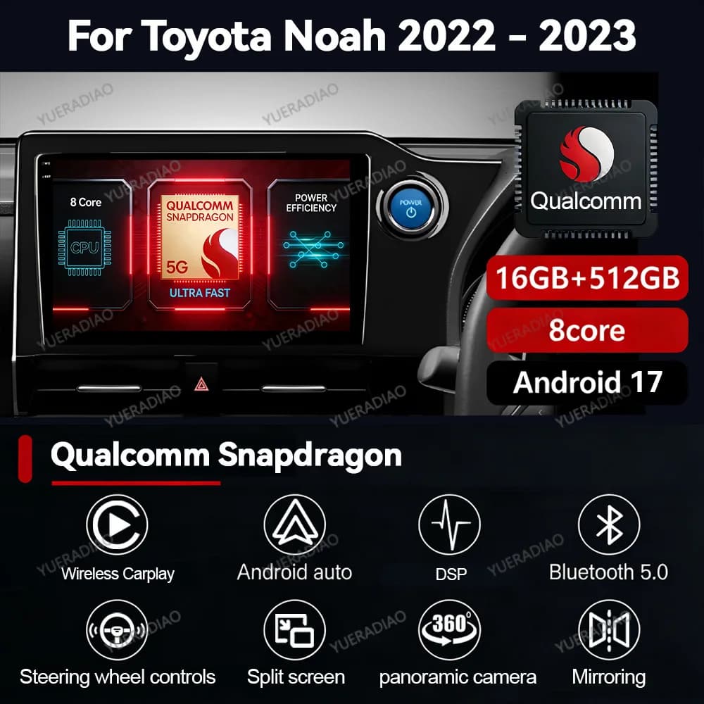 Android 17 Car Radio For Toyota Noah 4 R90 2022 - 2023 RHD Multimedia Stereo Video Player GPS NAVI Mirror Link Carplay Auto DVD