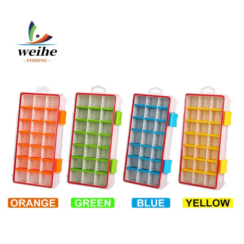 WEIHE 1pcs CM0097# 4-Color Detachable 21-Compartment Waterproof Lure Storage Box Fishing Tackle Box 23*13*3.5cm