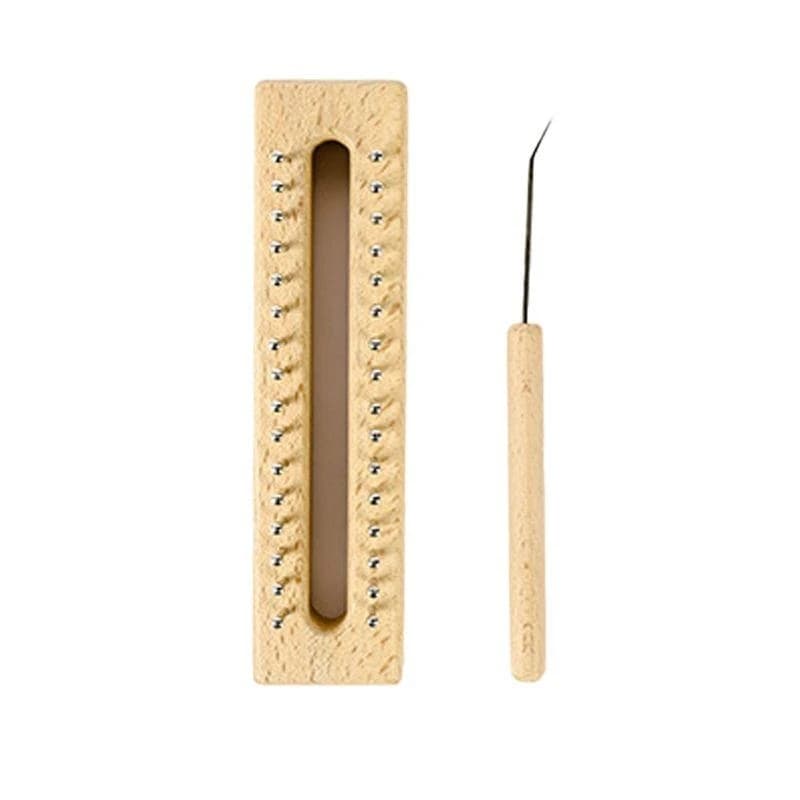 E28F 32 Pins Wooden Knitting Loom Board Hook Kit Needle DIY Craft for Sock Hats Scarves Weaving Tool