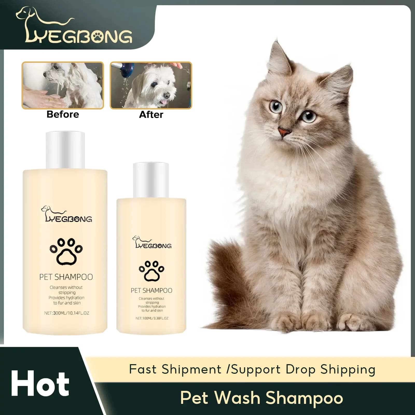 Shampoo per Animali Domestici, Formula Naturale Delicata per Cani e Gatti, Idratante e Profumato, Non Annodante per il Pelo, Prodotti per la Toelettatura