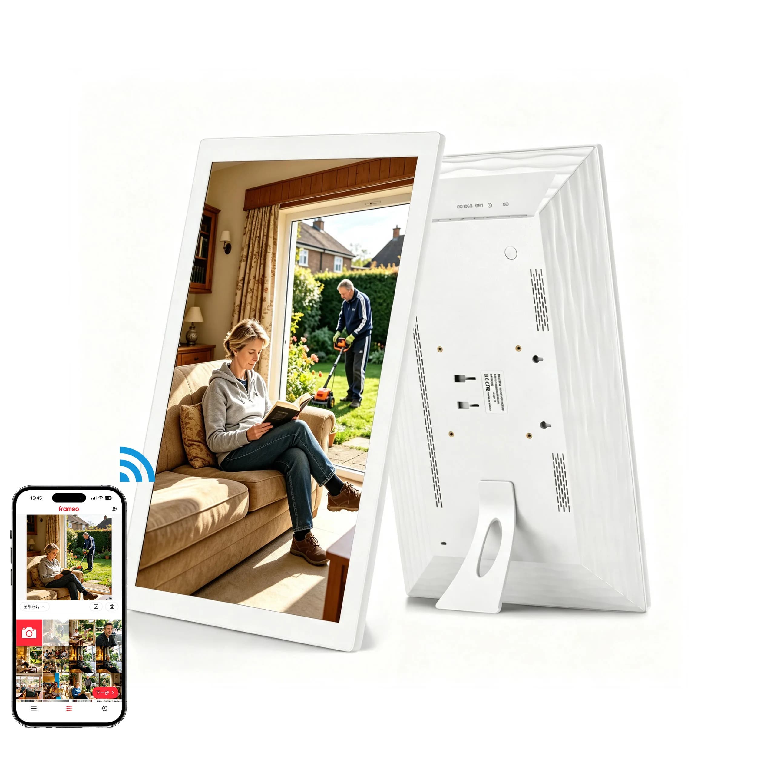 21.5 Inch 1920x1080 IPS Digital Frame Photo and Video Playback Clock MP4 Pictures and Frameo Digital Photo Album