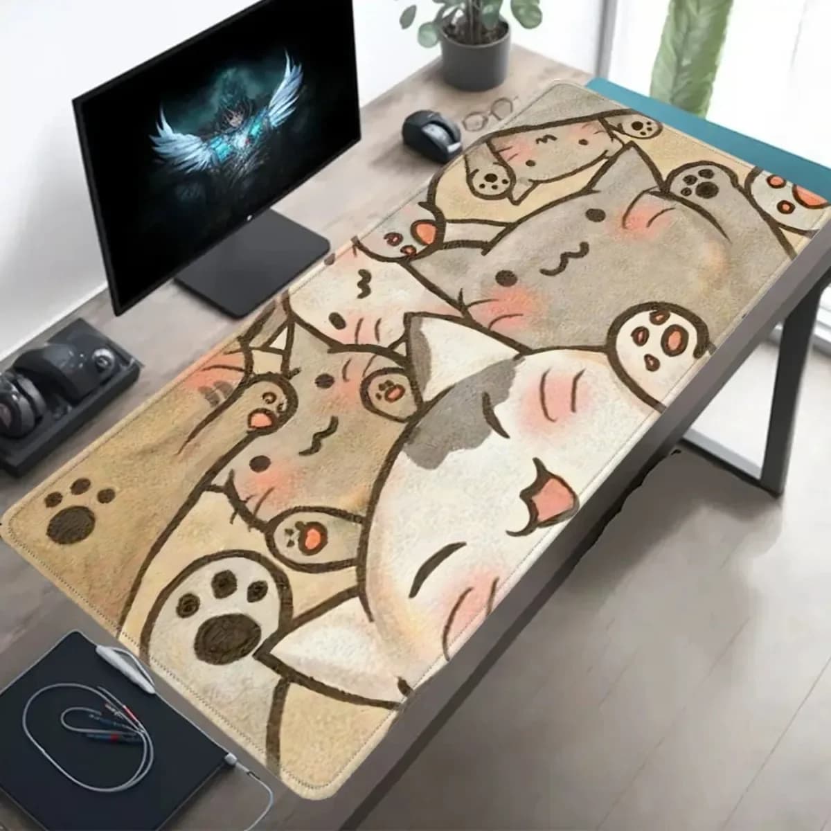 Tappetino per Mouse da Gaming Invernale Kawaii con Motivo Neve, Base Antiscivolo in Gomma, Tappetino da Scrivania per Laptop, Ufficio, Casa, Regalo