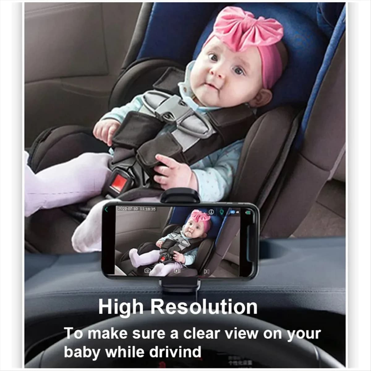 Monitor per passeggino N30R_HP WiFi, telecamera wireless per il monitoraggio del bambino sul sedile posteriore, 360° °
