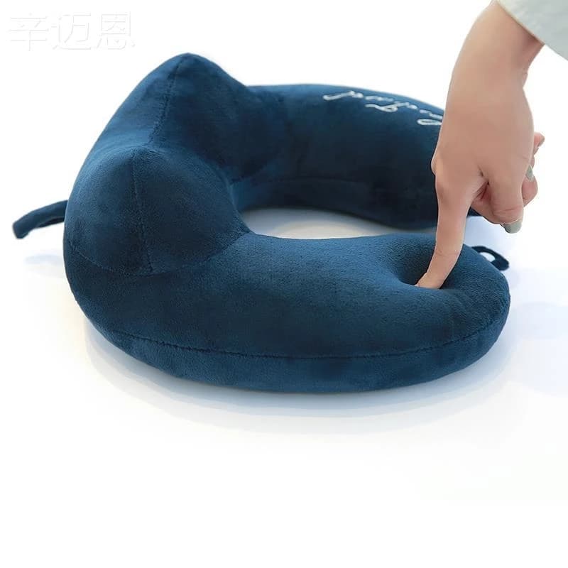 Travel Pillow Neck Support U-Shaped Pillow Cotton Clamp Nap Time Protective Neck Cushion Polyester Fiber Office Cartoon