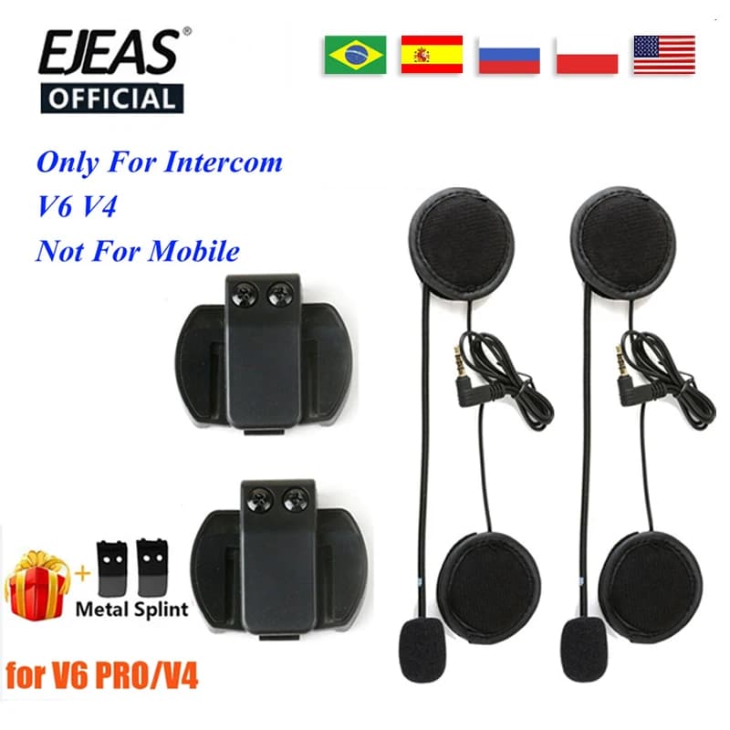 EJEAS V6 PRO casco interfono Clip 3.5mm microfono altoparlante auricolare per Vnetphone V4 moto Bluetooth Interphone