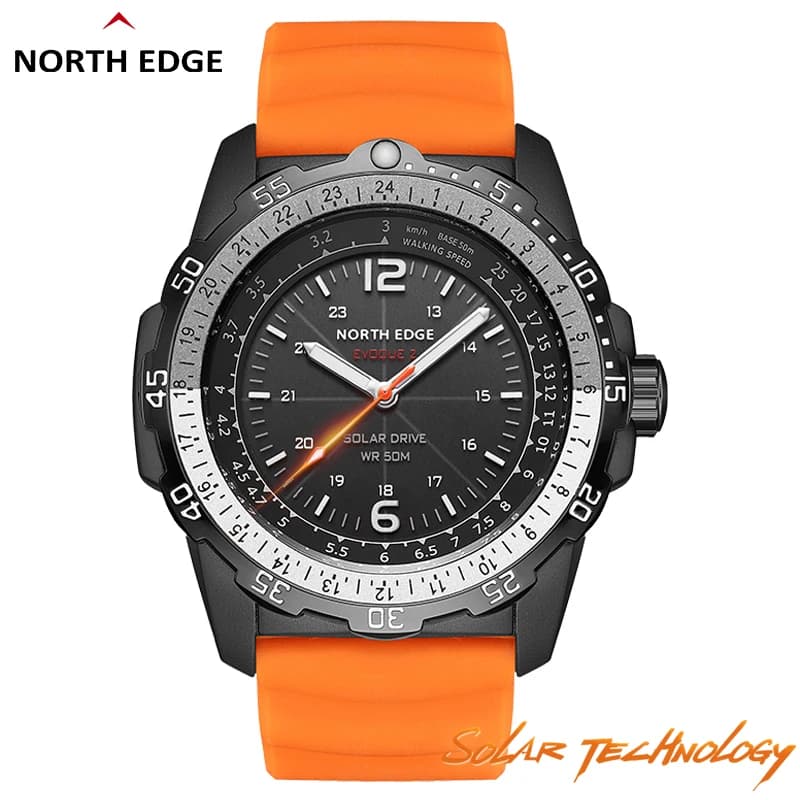 NORTH EDGE EVOQUE 2 Waterproof Men's Digital Military Watch 50M Sport Wrist Watch Men's Luminous Solar Energy Clock