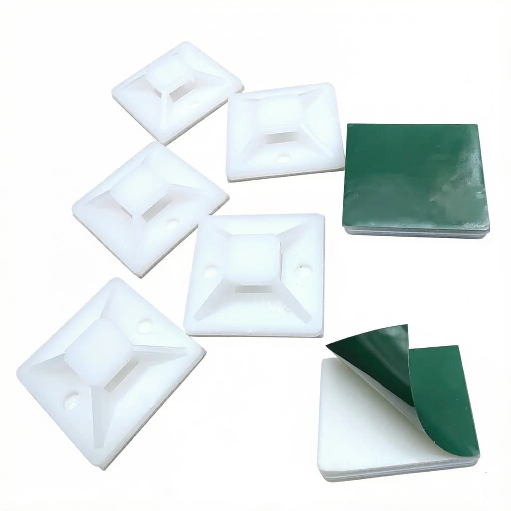 100Pcs Self-Adhesive Cable Tie Mounts 20/25/30mm Green Glue Suction Cup Wire Fixing Base Electrical Box Wire Management Clips