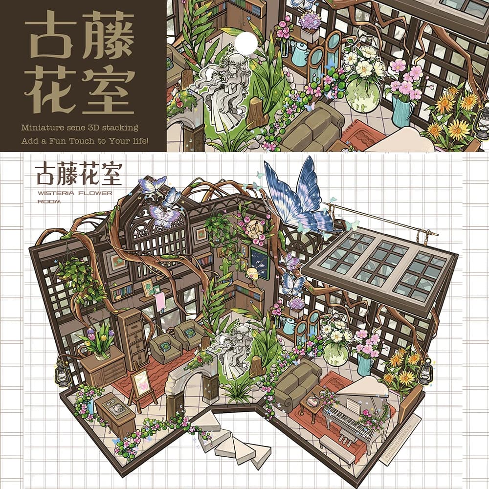 3 pezzi Guteng Flower Room stampa adesivo paesaggistico Harajuku laptop estetica moto adesivi squisiti casual fai da te regalo