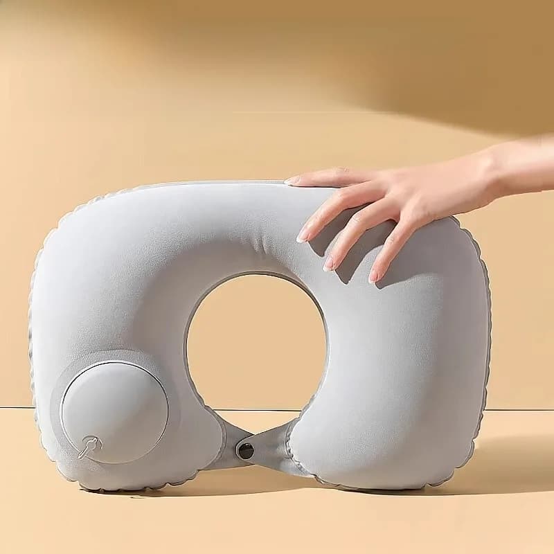 Cuscino da Viaggio Gonfiabile a U, Portatile per Auto e Aereo, Supporto per il Collo, Attrezzatura da Campeggio, Poggiaspalle a Pressione