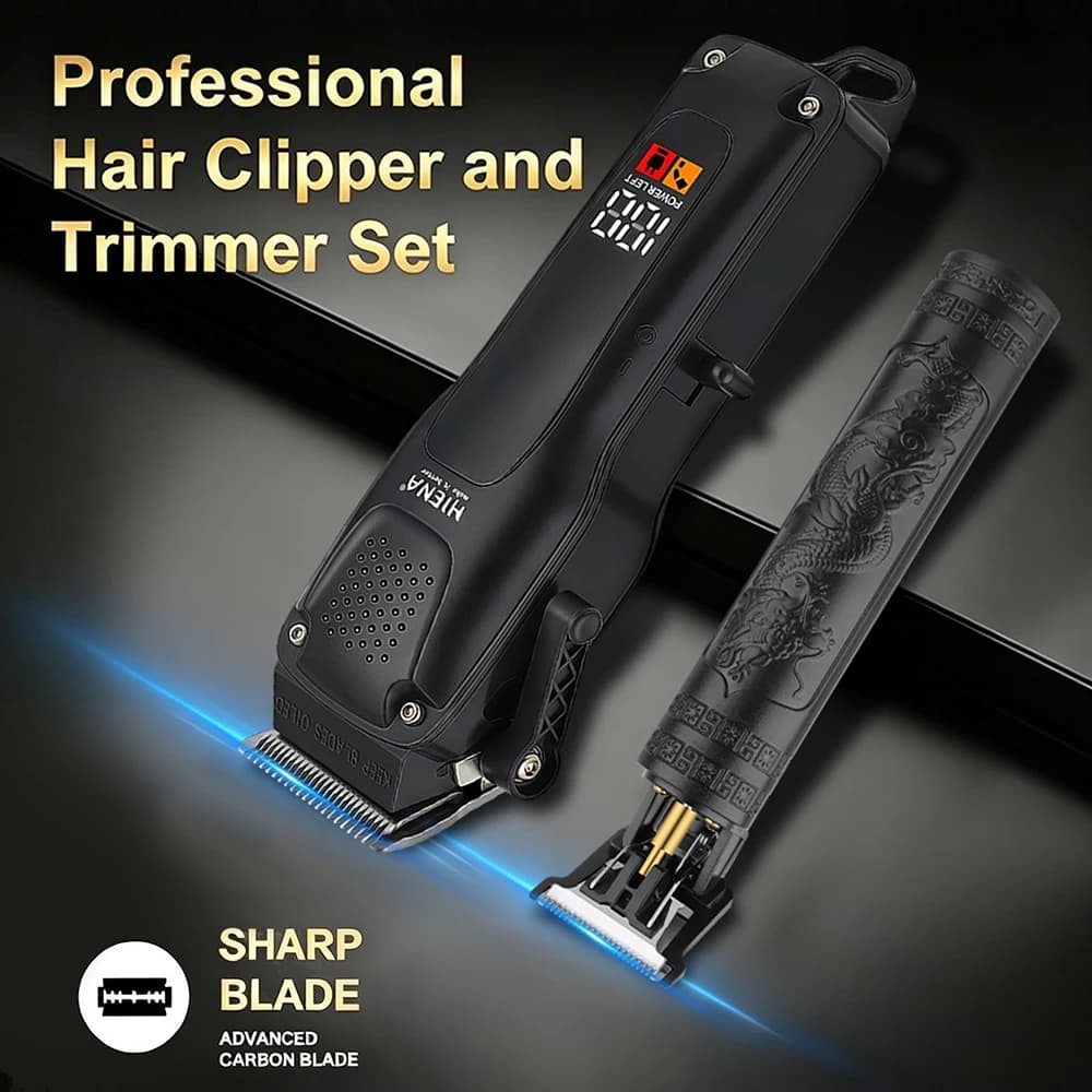 HIENA 3in1 Hair Clippers Set Men Professional Hair Trimmer Waterproof Led Digital Display Electric Beard Trimmer For Boyfriend