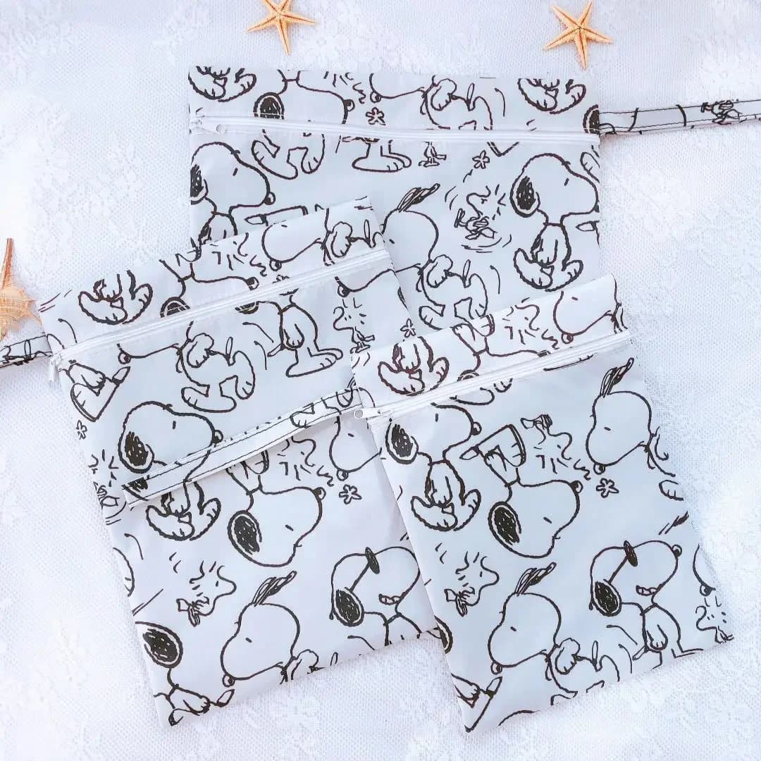 Borsa da viaggio per biberon Borsa per asciugamani per pannolini 3 pezzi Borsa per documenti Snoopy Borsa per calzini per biancheria intima impermeabile