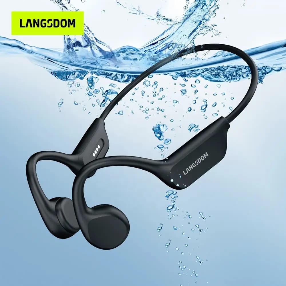 Cuffie Bluetooth Impermeabili IPX8 per Nuoto con Scheda TF da 32G, Auricolari Wireless Sportivi Stereo a Conduzione Ossea