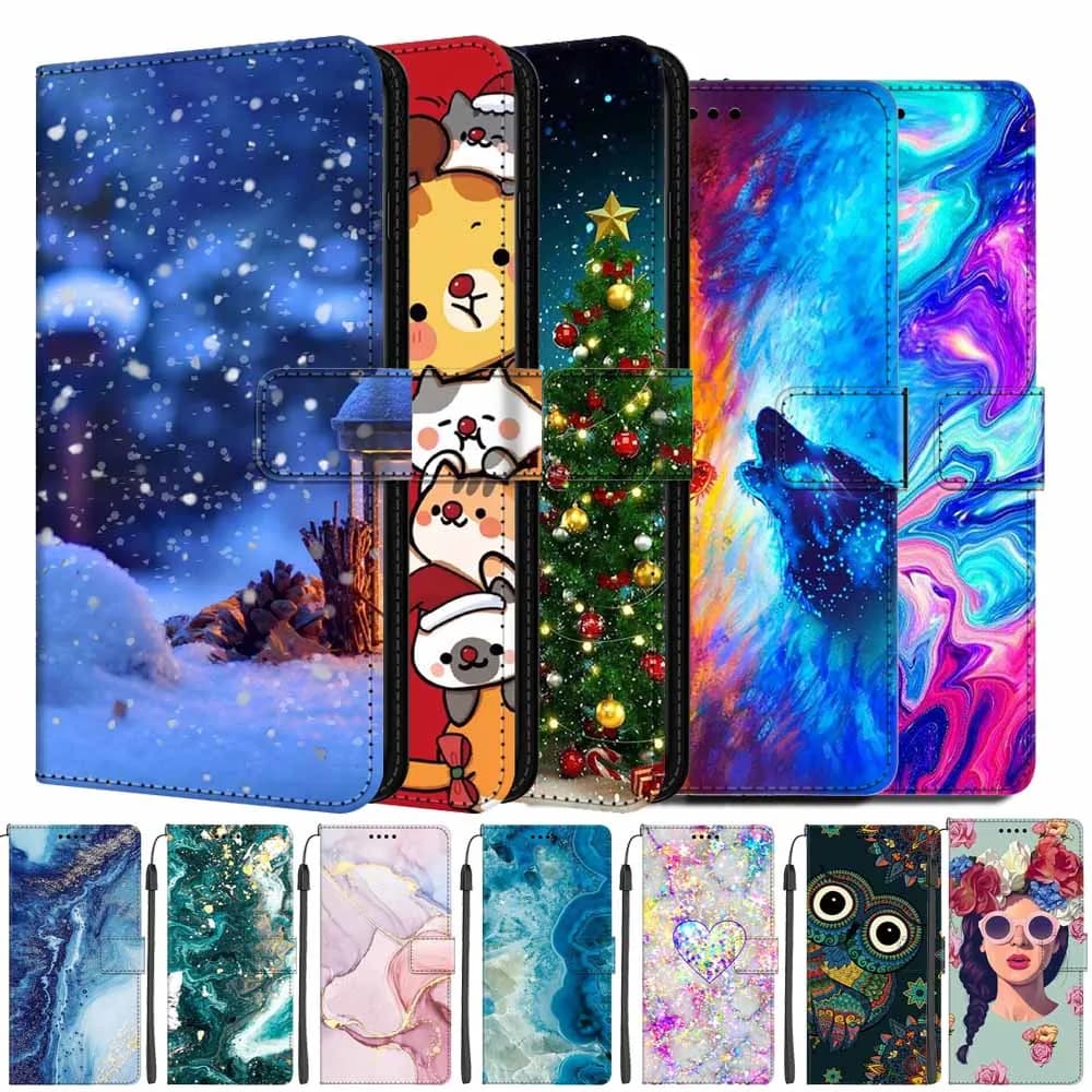 Per Xiaomi Redmi 9C NFC custodie in pelle portafoglio in marmo porta slot per schede Flip Cover magnetica Para Redmi9C 9 C 6.53 "borse per telefono gufo