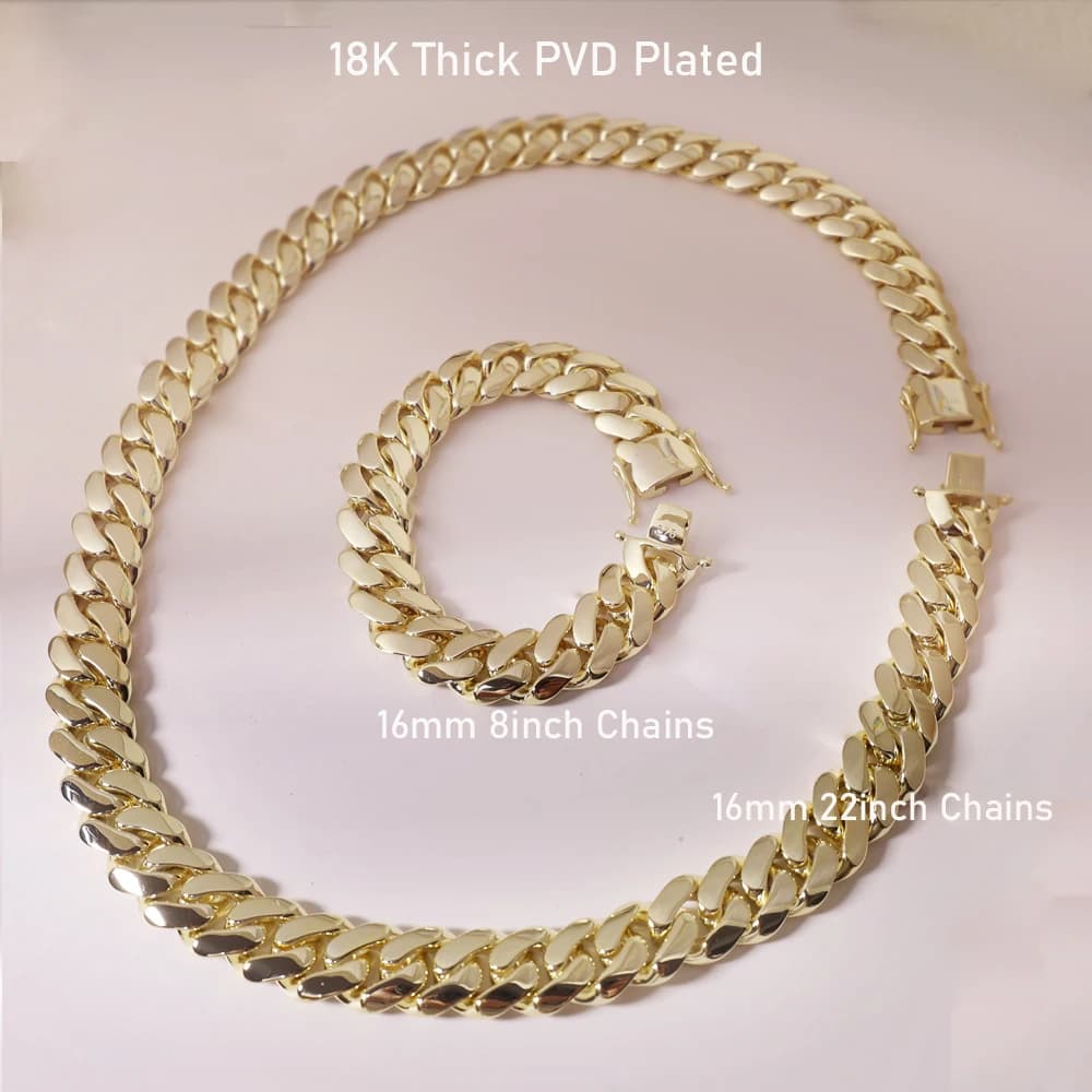 Bracciale Monaco massiccio spesso placcato oro 14 carati Gioielli Hip Hop Chiusura con diamanti ghiacciati Collana piatta cubana Miami