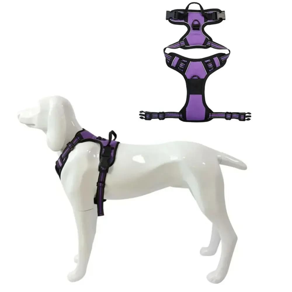 Pettorina Riflettente Anti-Trazione per Cani, in Nylon Regolabile, Traspirante, con Guinzaglio Integrato per Passeggiate