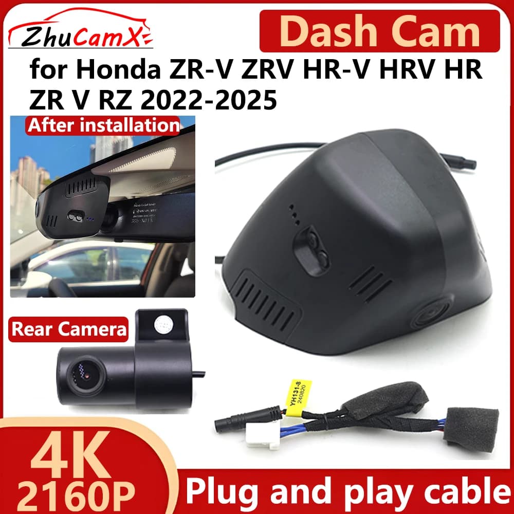 ZhuCamX for Honda ZR-V ZRV HR-V HRV HR ZR V RZ 2022-2025 4K 2160P DVR for cars Dash Cam Camera for night vision Plug and Play Recorder