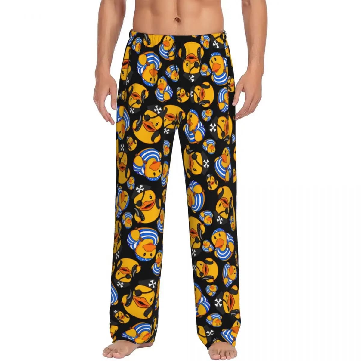 Pantaloni del pigiama dell'anatra di gomma animale del fumetto degli uomini pantaloni degli indumenti da notte del sonno della stampa personalizzata con le tasche
