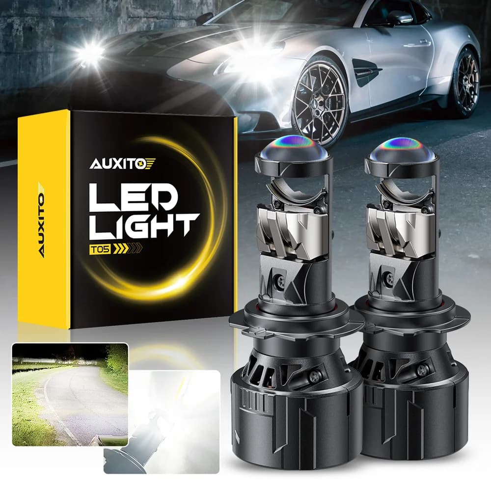 AUXITO 2 pezzi Mini H7 LED con lente H4 9003 lenti per proiettori a LED faro Hi/Lo fascio Canbus Turbo lampadine a LED LHD/RHD 12V Plug Play
