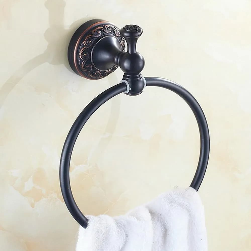 Accessorio per il bagno con portasciugamani da bagno a parete in ottone nero aba465