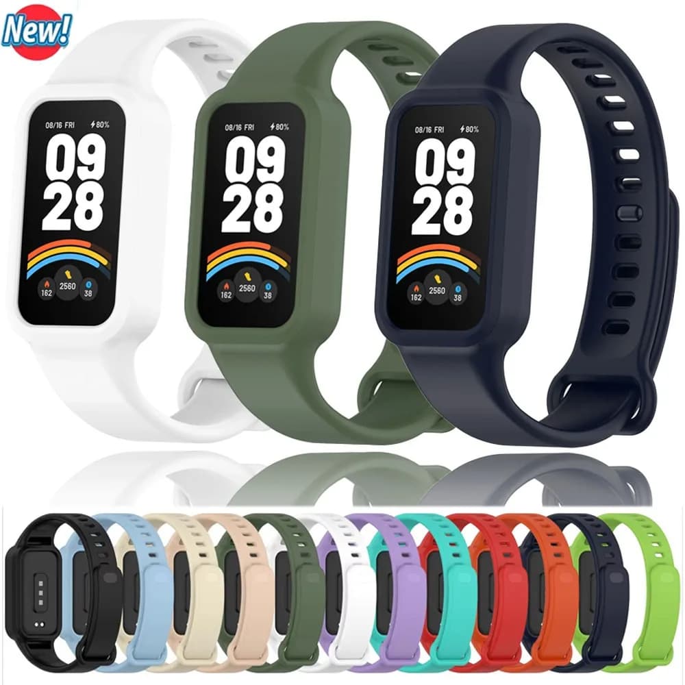 Silicone Strap for Xiaomi Band 9 Active Smartwatch All-inclusive Breathable Bracelet Wristband for Redmi Band 3 Belt Accessories