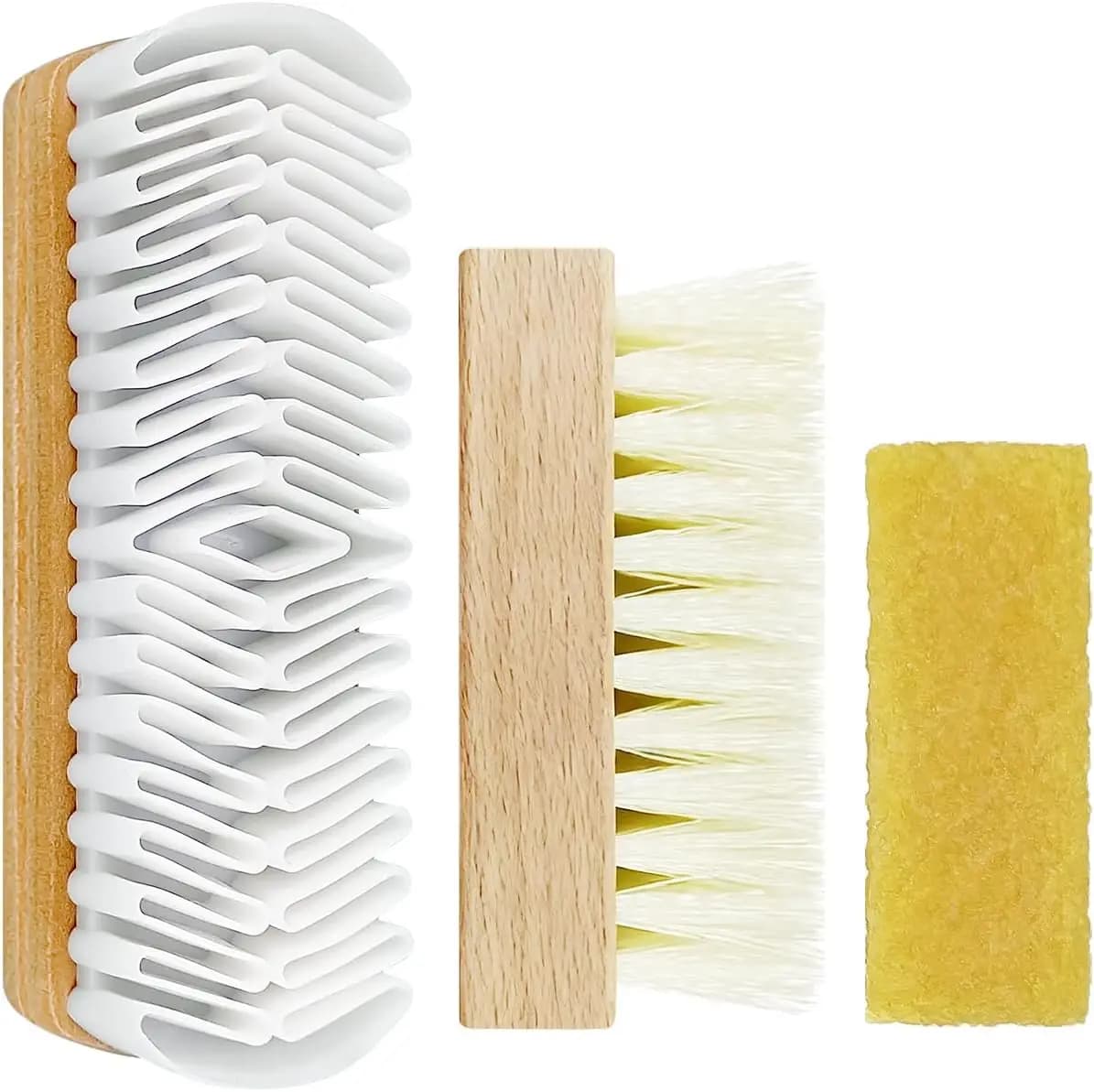 Kit di Pulizia per Scarpe in Pelle Scamosciata e Nubuck a 3 Pezzi con Spazzola e Gomma per una Cura Delicata