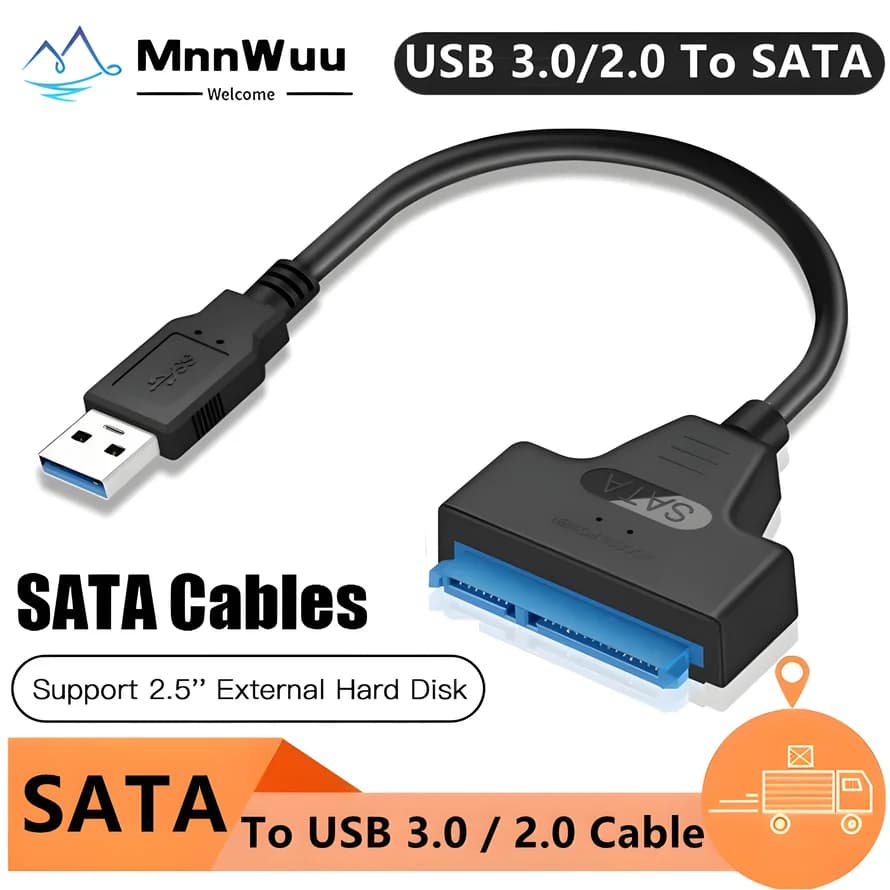 Cavo SATA a USB 3.0 Fino a 6 Gbps Cavo USB 3.0/2.0 a SATA III per disco rigido SSD HDD esterno da 2,5 pollici Adattatore SATA 3 a 22 pin