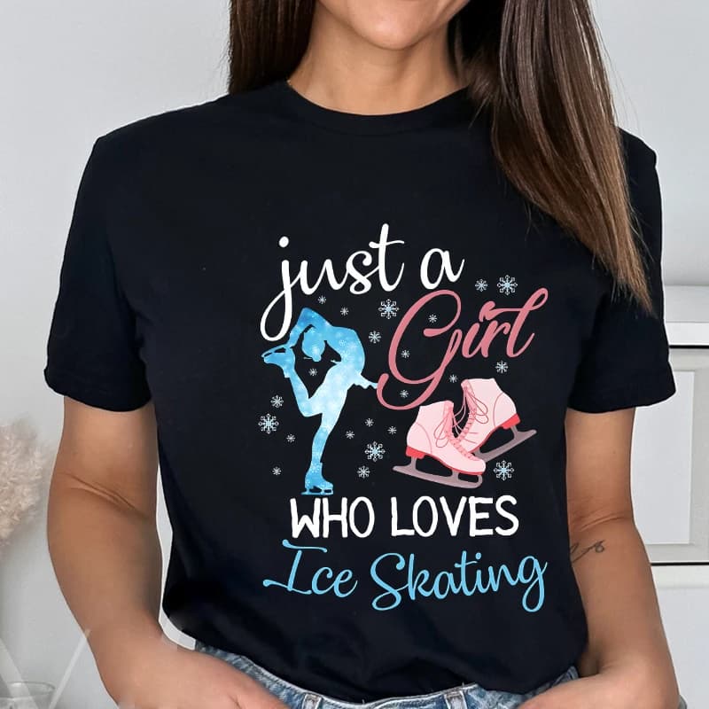 Divertente solo una ragazza che ama il pattinaggio su ghiaccio T-shirt donna estate carina maglietta manica corta pattinaggio camicia grafica abbigliamento donna