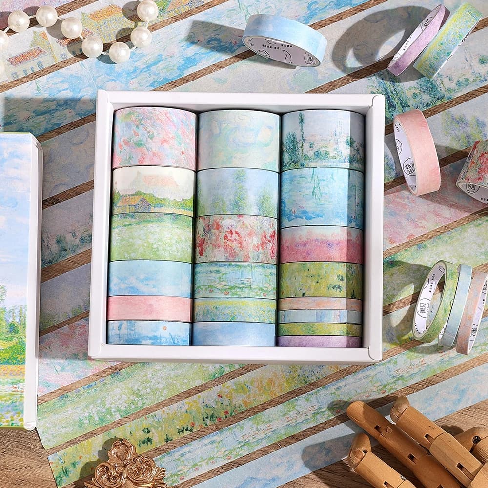 Set di 20 rotoli di nastro washi vintage con motivi da giardino, lunghezza 2 m (2,2 iarde), nastri adesivi per scrapbooking, journaling, agenda, quaderno