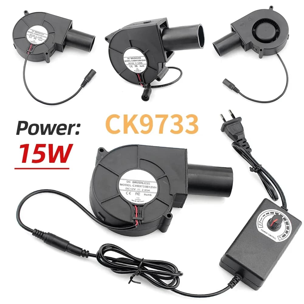 6000 RPM DC12V BBQ Fan Fusion Fan Metal fan with variable speed regulator Blower for camping stove