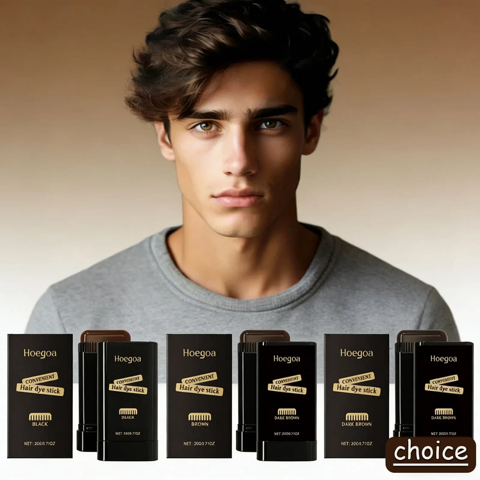 Stick Colorante per Capelli Impermeabile, Copertura Rapida per Capelli Grigi e Bianchi, Riparazione delle Radici, Nero e Marrone Naturale, Facile da Applicare