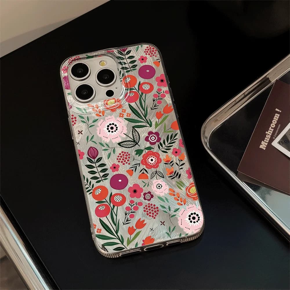 Colorful Floral Korean Shockproof Matte Phone Case For iPhone 17 14 12 13 11 16 15 Pro Max 16 7 8 Plus XR X SE XS 16E 17E Cover