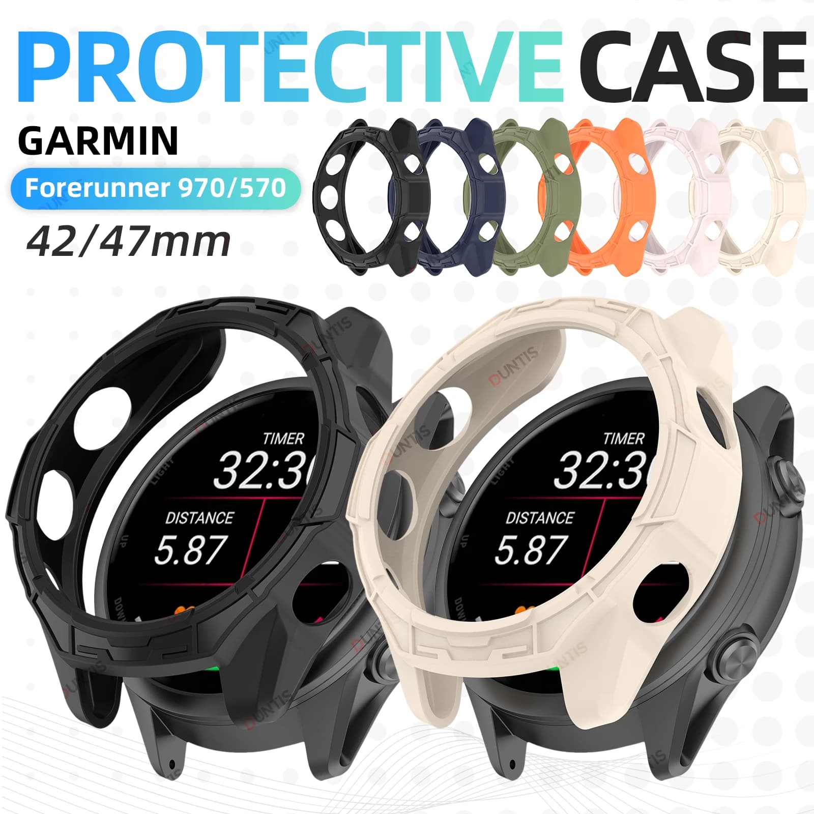 Protective Case Cover For Garmin Forerunner 970 570 42mm 47mm Shock-Proof Soft Silicone Shatter-Resistant Protector Shell