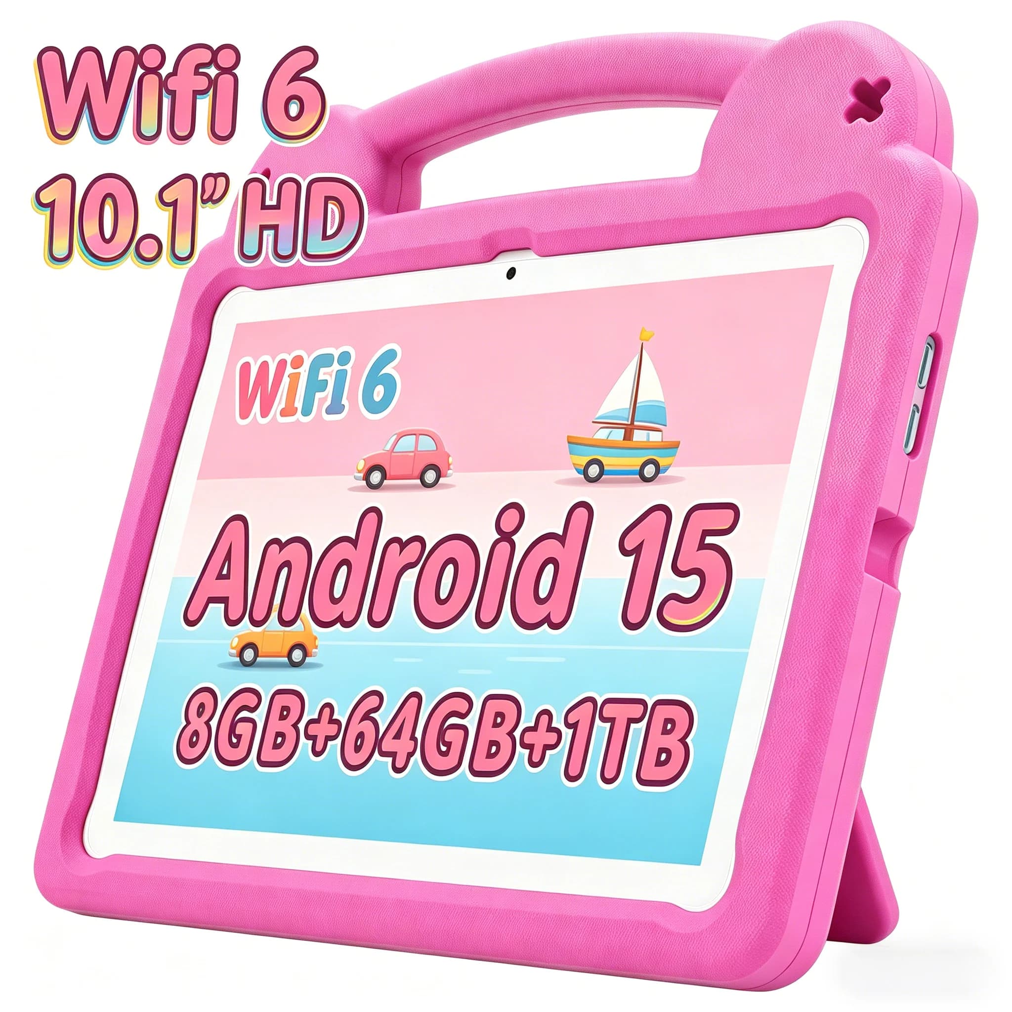 Tablet per Bambini Paitanry 10.1" Android 15 8GB+64GB WiFi 6 Doppia Fotocamera Modalità Bambini con Controllo Parentale Avanzato Custodia Antiurto
