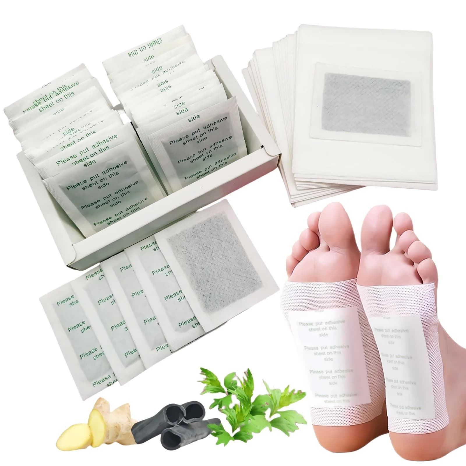 50 Pack Foot Pads, Ginger Oil Bamboo Charcoal Foot Pads, Foot Care Patch, Effective Feet Health Patches