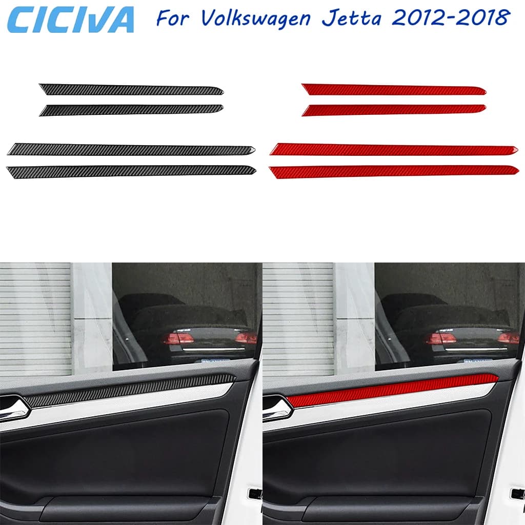 Per VW Volkswagen Jetta 2012-2018 Auto Interni Porta Pannello Trim Decalcomania In Fibra di Carbonio Decorazione Auto Accessorio Adesivo