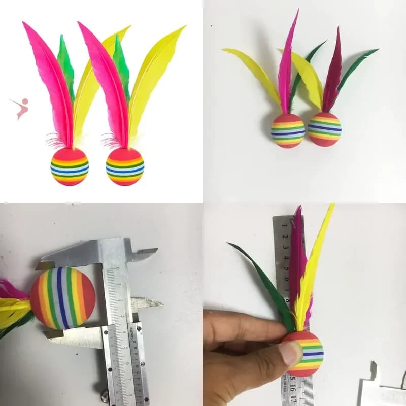 Rainbow Jazzminton Paddle Game Set Indoor Outdoor Toys Tennis Racket Feather Ball Beach Party Family Fun Activity Gift